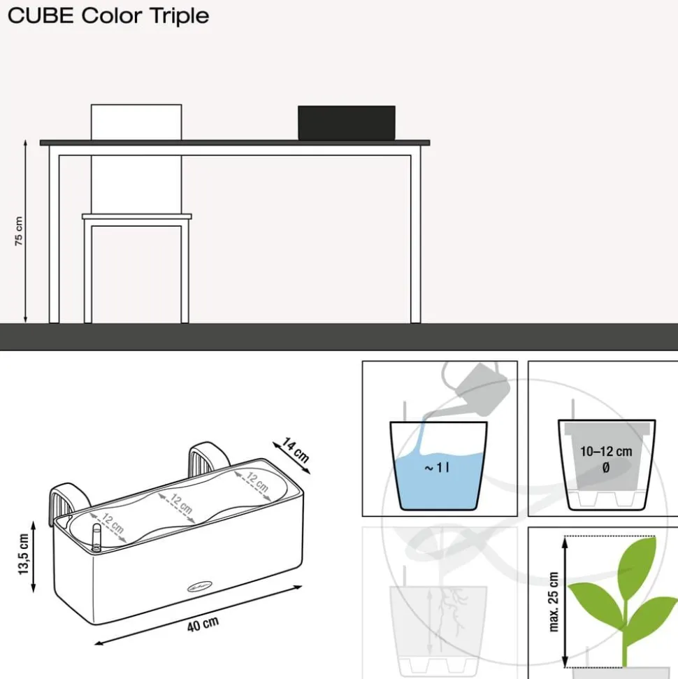 LECHUZA® BALCONISSIMA Color, All-in-One-Set, ca. B40/H14/T14 cm