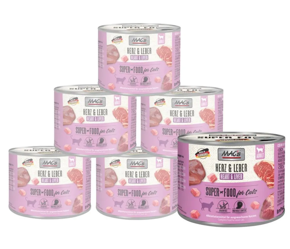 MAC's CAT Nassfutter für Katzen Fleischmenü, 6 x 400 g