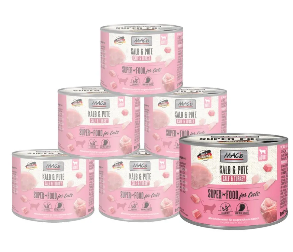 MAC's CAT Nassfutter für Katzen Fleischmenü, 6 x 200 g