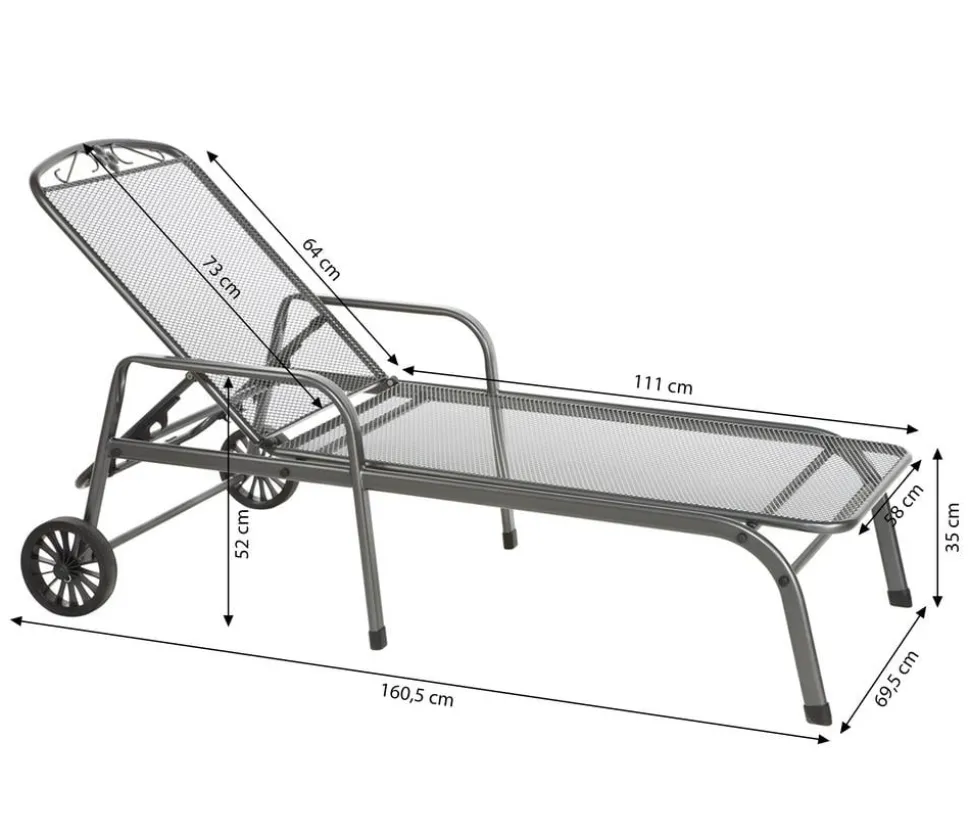 MWH Gartenliege Savoy, ca. B81/H52/T187 cm