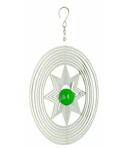 NATURE'S MELODY Windspiel Cosmo Sternstrahl, 18,5 x 4,5 x 32 cm, silber/grün