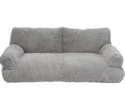 Nobby Plüschsofa Teddy, rechteckig, hellgrau