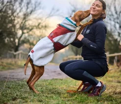 Non-stop dogwear Hunde-Fleecejacke Trekking fleece dog jacket, grau/dunkelrot/türkis