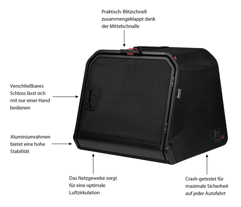 1one1 Origami Hundetransportbox, schwarz, M, ca. B74/H65,8/T71,4 cm