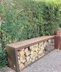 Palatino Cortenstahl-Kaminholzlager Woodpecker PRO