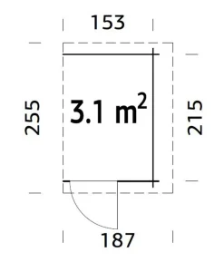 Palmako Anbauschuppen, ca. B187/H183/T255 cm