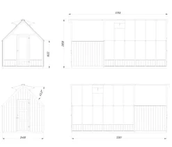 Palmako Gewächshaus Emilia mit Anbau, ca. B240/H286/T576 cm