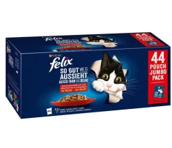 PURINA felix® Nassfutter für Katzen So gut wie es aussieht Geschmacksvielfalt vom Land in Gelee, 44 x 85 g