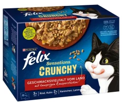 PURINA felix® Nassfutter für Katzen Sensations Crunchy Geschmacksvielfalt vom Land