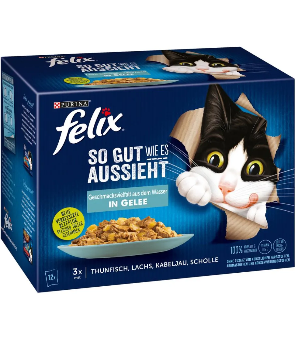 PURINA felix® Nassfutter für Katzen So gut wie es aussieht Geschmacksvielfalt aus dem Wasser