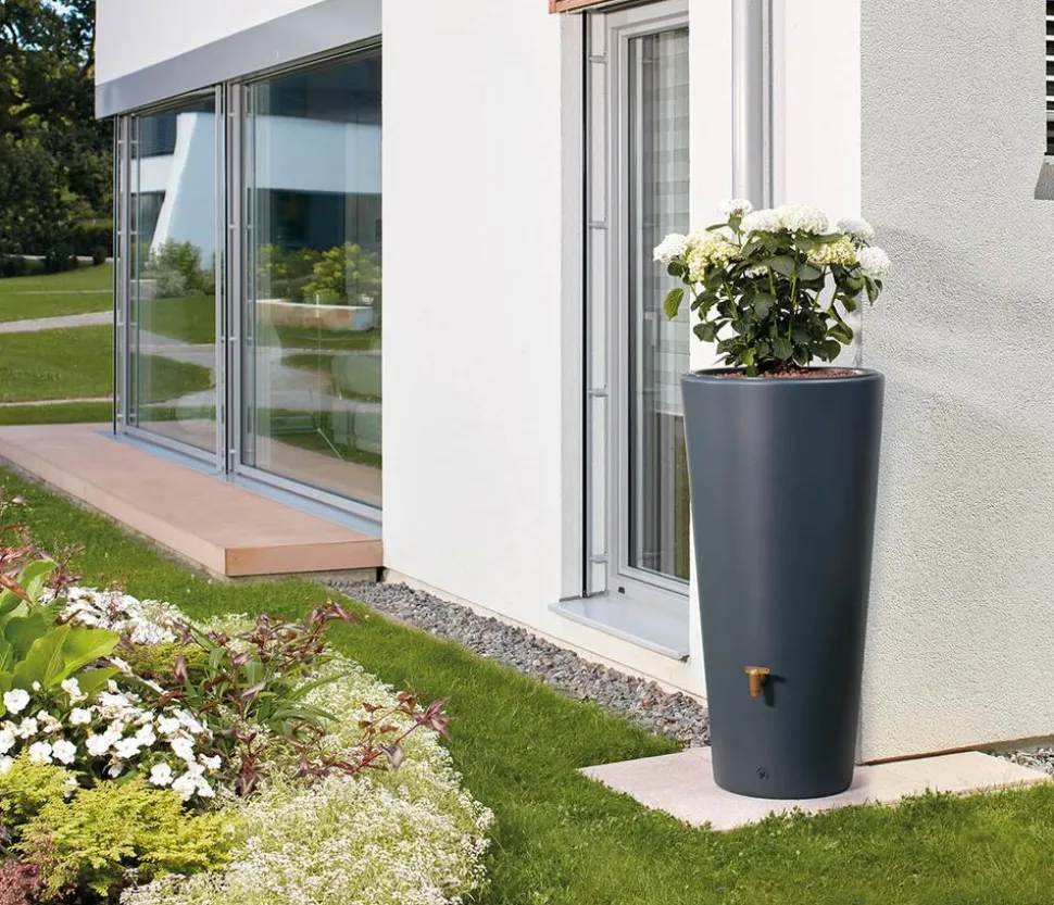 4rain Regenspeicher Vaso 2in1, 220 l, ca. Ø58/H120 cm