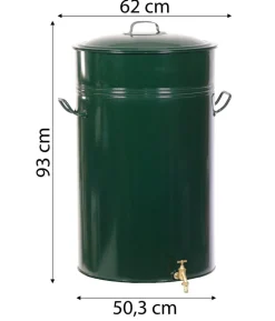 RENNER Metall-Regentonne inkl. gelochtem Deckel, 150 l, dunkelgrün