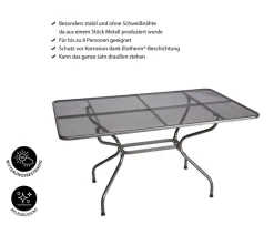 Royal Garden Streckmetall-Gartentisch, ca. B145/H74/T90 cm
