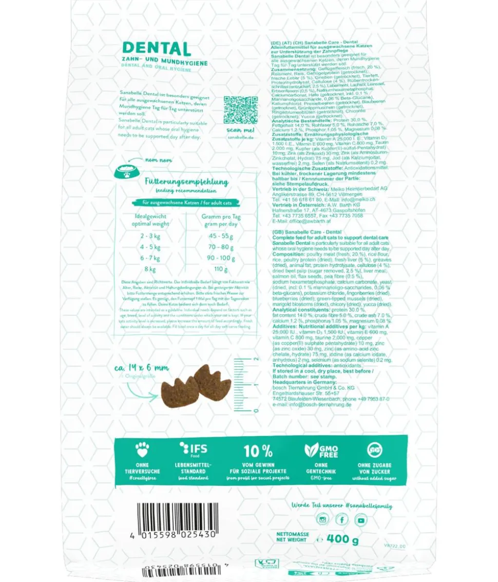 Sanabelle® Care Trockenfutter für Katzen Dental Adult, Geflügel
