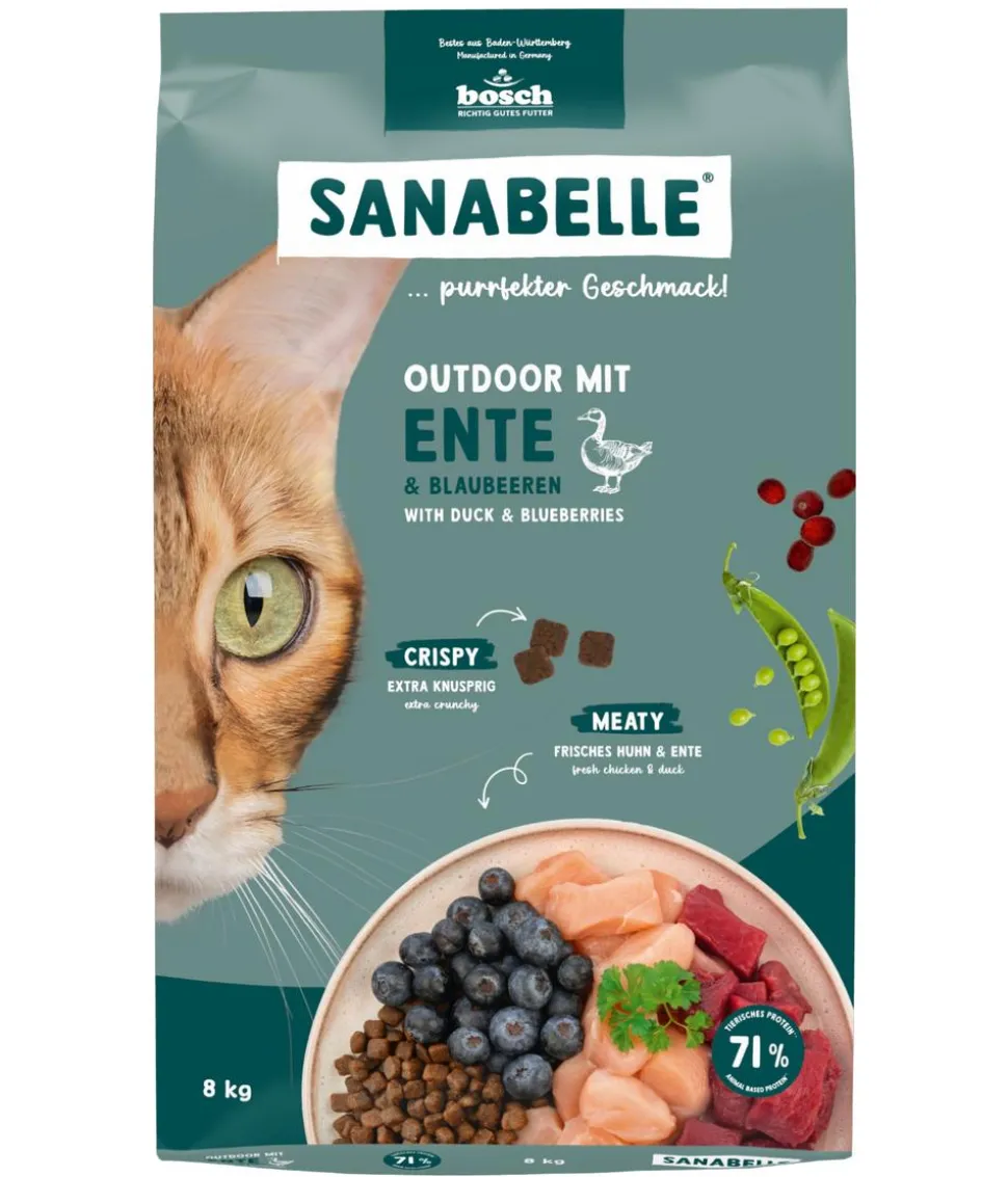 Sanabelle® Life Trockenfutter für Katzen Outdoor Adult, Ente & Blaubeere