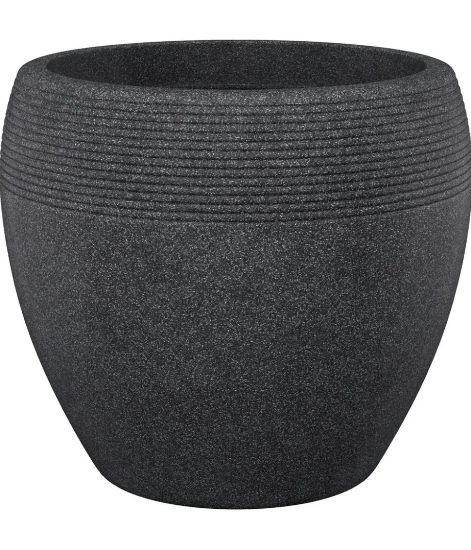 Scheurich Kunststoff-Topf Lineo, rund, schwarz-granit
