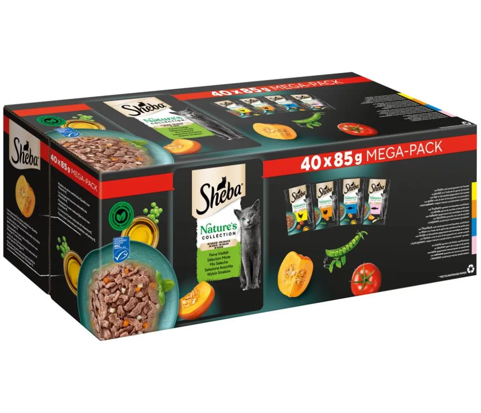 Sheba® Nassfutter für Katzen Nature's Collection in Sauce Multipack Adult, Feine Vielfalt, 40 x 85 g