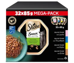 Sheba® Nassfutter für Katzen Sauce Collection Multipack Adult, Feine Vielfalt, 32 x 95 g