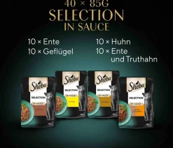 Sheba® Nassfutter für Katzen Selection Mini Filets in Sauce Multipack Adult, Geflügel Variation, 40 x 85 g