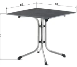 Sieger Klapptisch Boulevard mit vivodur®-Platte, ca. B80/H73/T80 cm