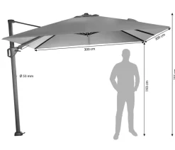 Siena Garden Ampelschirm Sunset N+, quadratisch, ca. B300/T300 cm