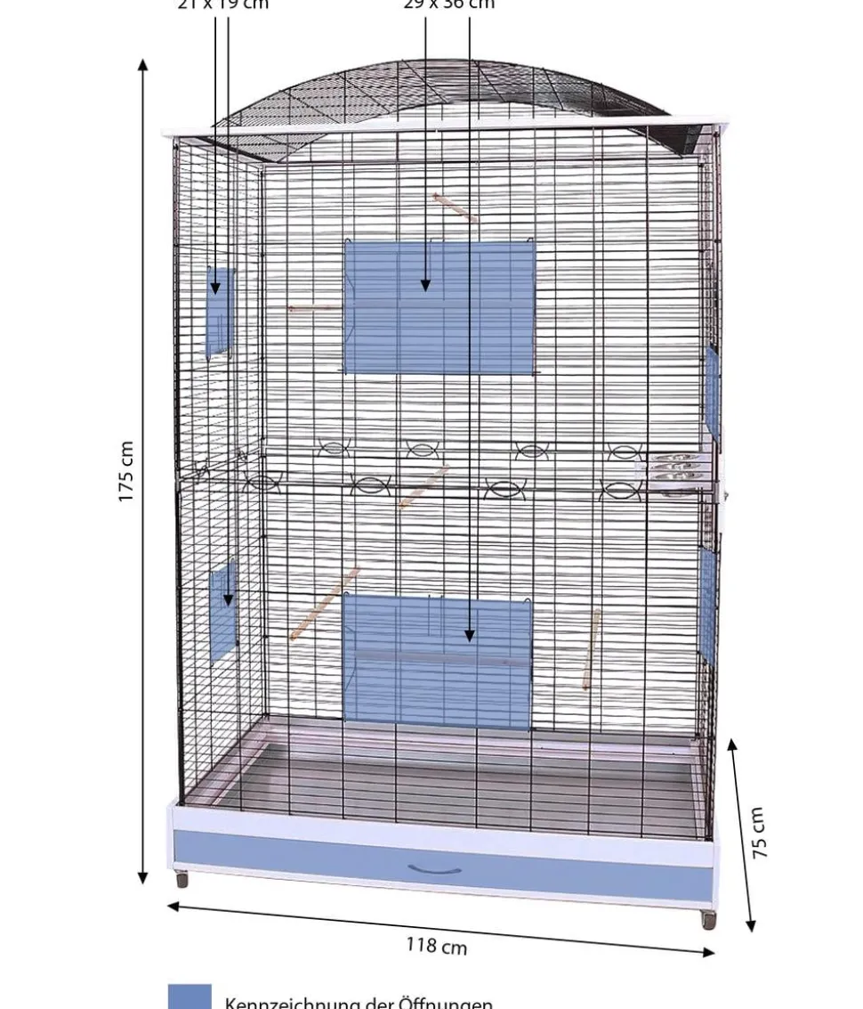 Skyline Vogelkäfig Loretto XXL, ca. B118/H175/T75 cm