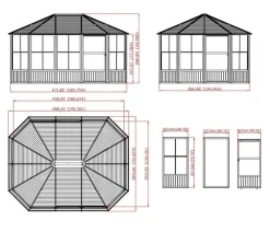 Sojag Outdoor-Pavillon Kaltwintergarten Charleston 1215, ca. B488,6/H280,9/T383,6 cm