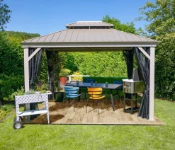 Sojag Outdoor-Pavillon Messina 1012, inkl. Moskitonetz champagner, ca. B363/H291,5/T298 cm