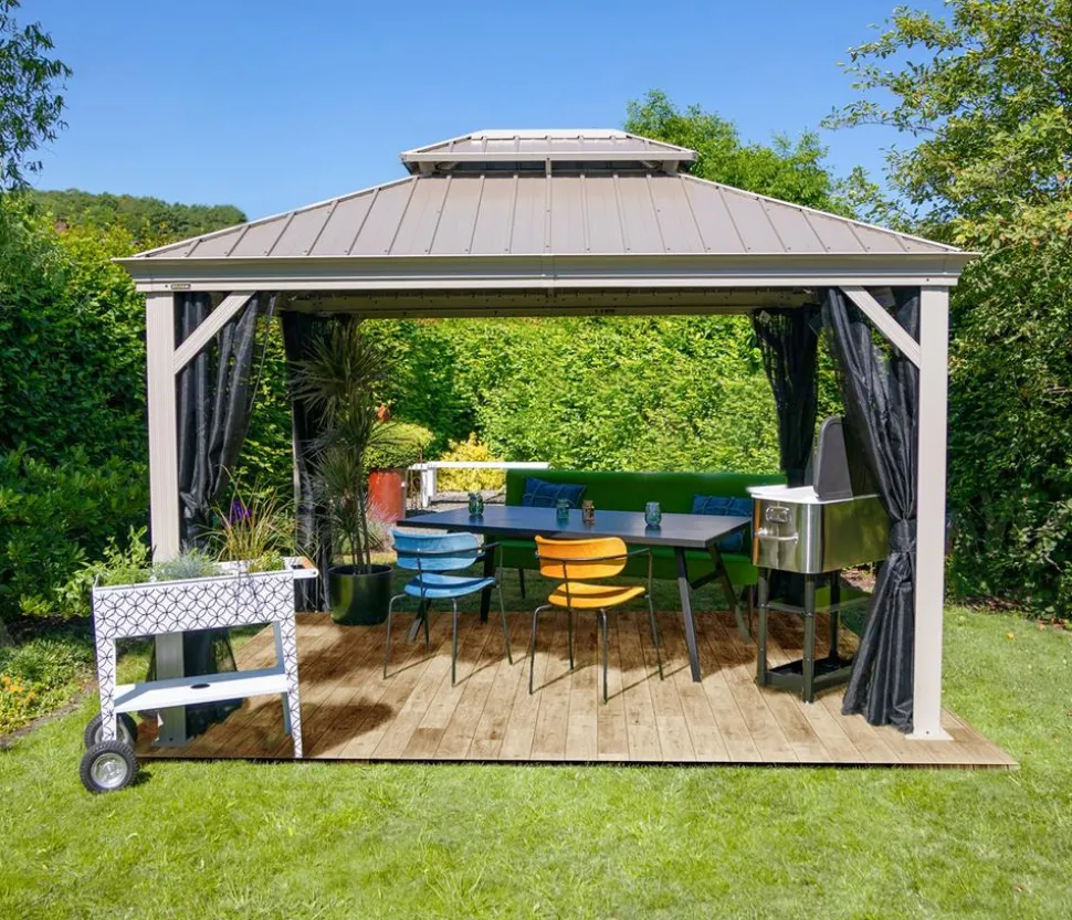 Sojag Outdoor-Pavillon Messina 1012, inkl. Moskitonetz champagner, ca. B363/H291,5/T298 cm