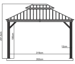Sojag Outdoor-Pavillon Messina 1012, inkl. Moskitonetz champagner, ca. B363/H291,5/T298 cm