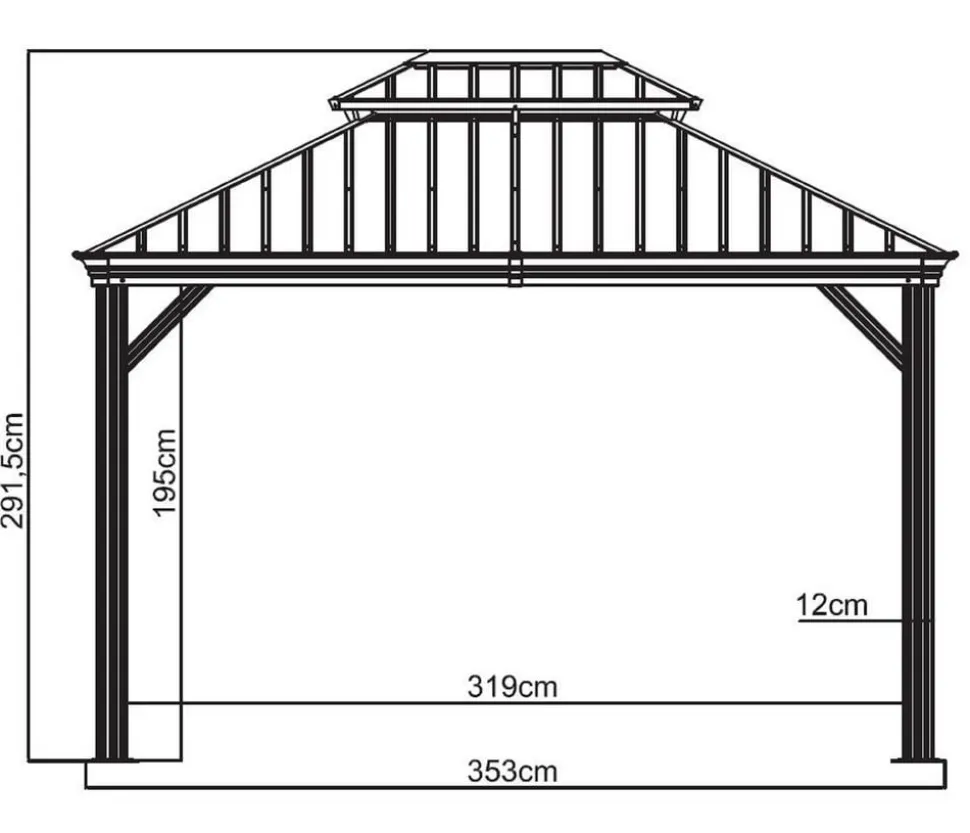 Sojag Outdoor-Pavillon Messina 1012, inkl. Moskitonetz champagner, ca. B363/H291,5/T298 cm