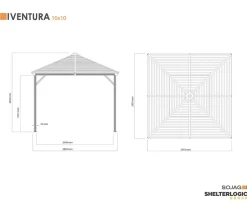 Sojag Pavillon Ventura 10x10, ca. B295,5/H260,5/T295,5 cm