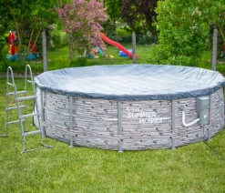 Summer Waves Frame Pool Elite, steingrau, rund, ca. Ø427/H107 cm