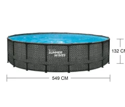 Summer Waves Frame Pool Rattan, grau