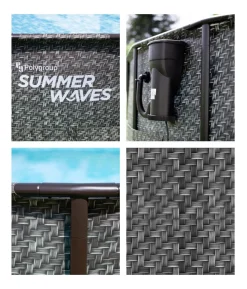 Summer Waves Frame Pool Rattan, grau