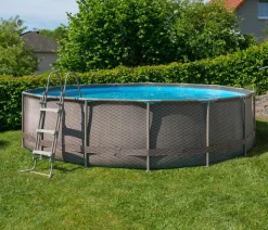 Summer Waves Frame Pool Rattan, rund, ca. Ø457/H106 cm