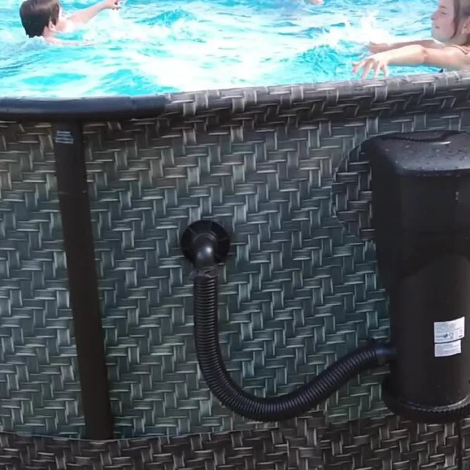 Summer Waves Frame Pool Rattan, grau