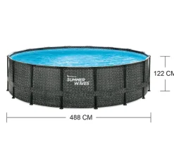 Summer Waves Frame Pool Rattan, grau