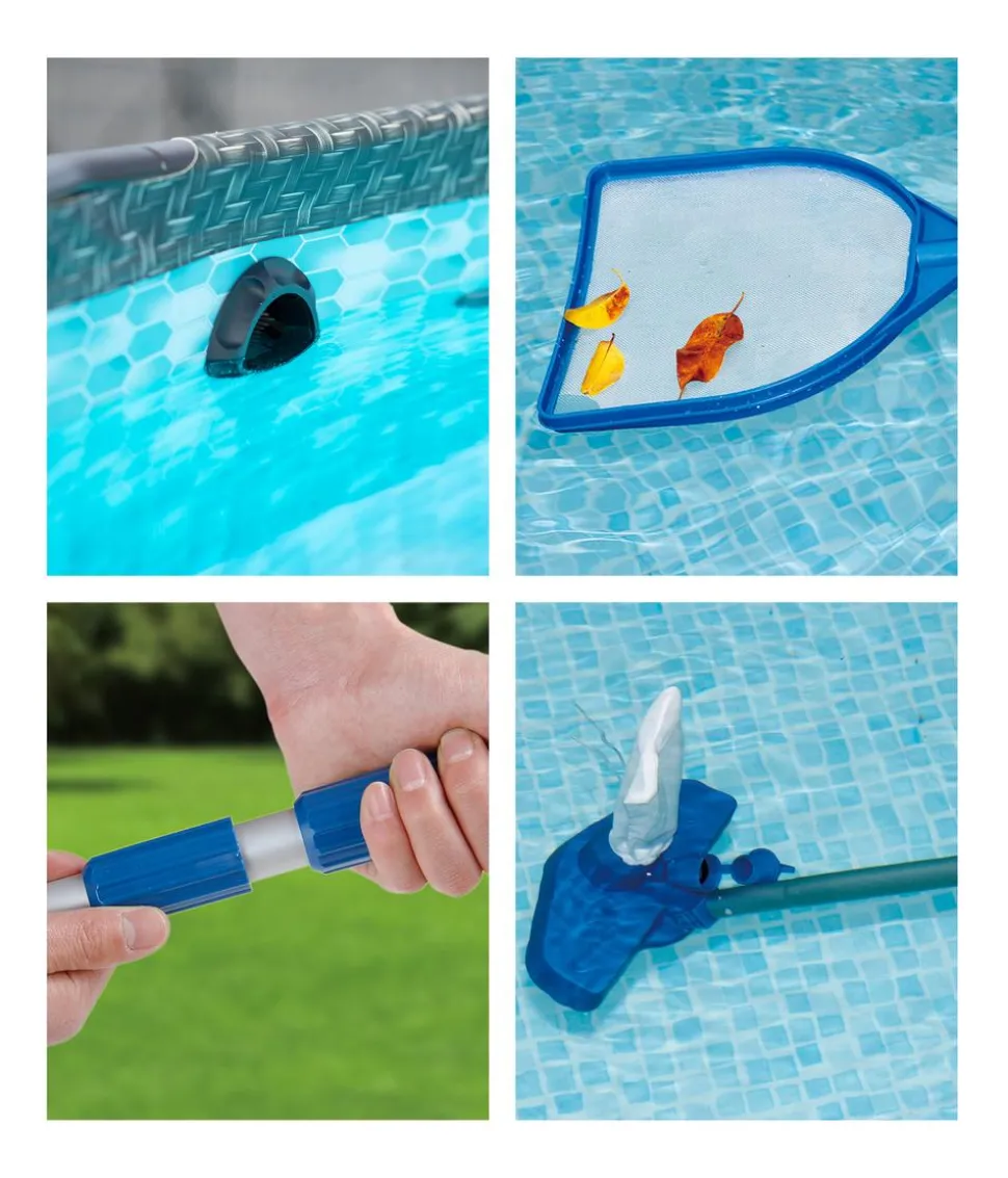 Summer Waves Frame Pool Rattan, grau