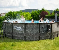 Summer Waves Frame Pool Rattan, grau