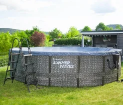 Summer Waves Frame Pool Rattan, grau