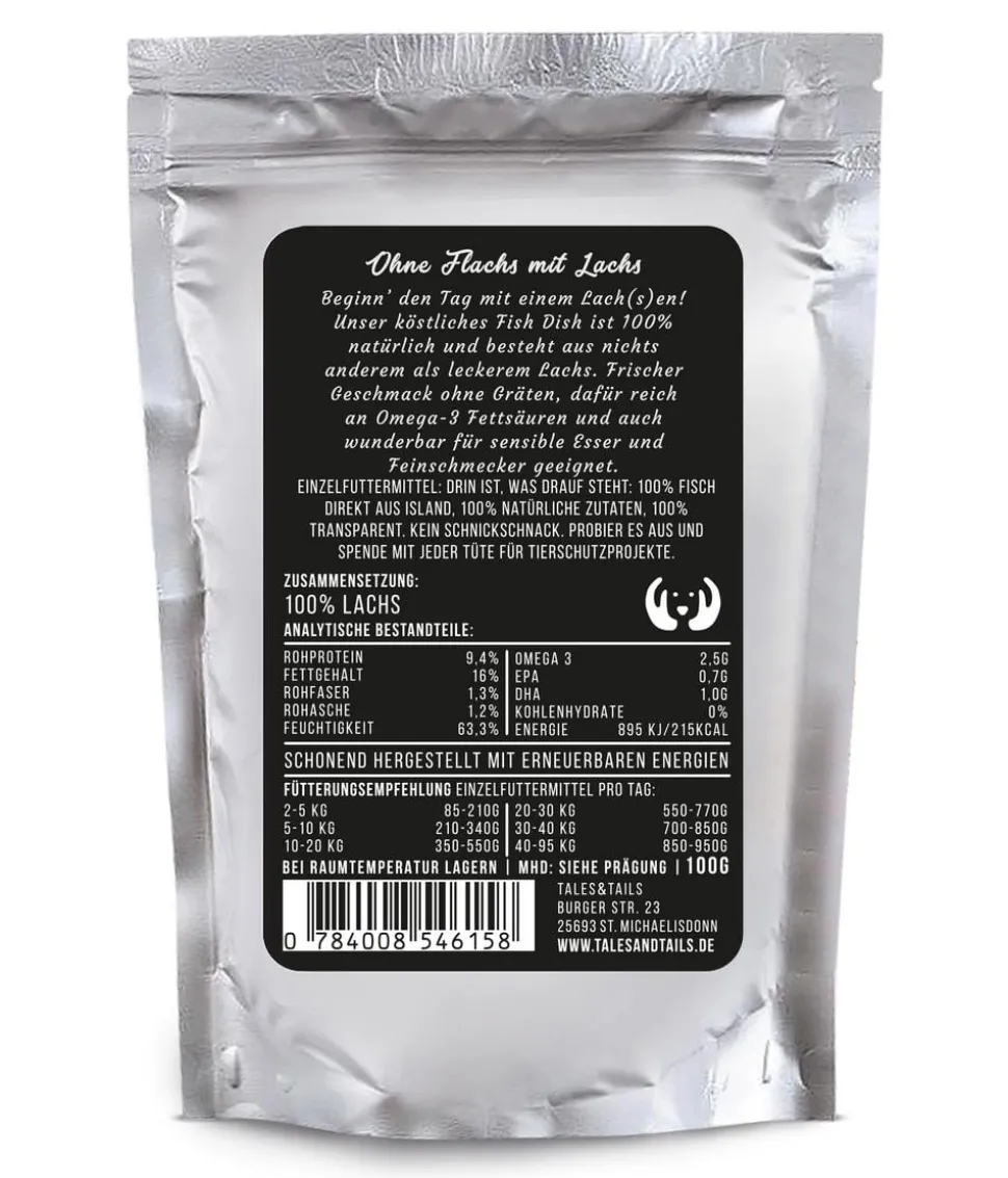 Tales & Tails Paté-Nassfutter für Hunde Ohne Flachs mit Lachs, 12 x 100 g