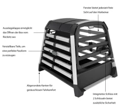 THULE® Allax threshold compatible M Compact Hundetransportbox für Fahrzeuge mit Ladekante, ca. B65/H65/T77-82 cm