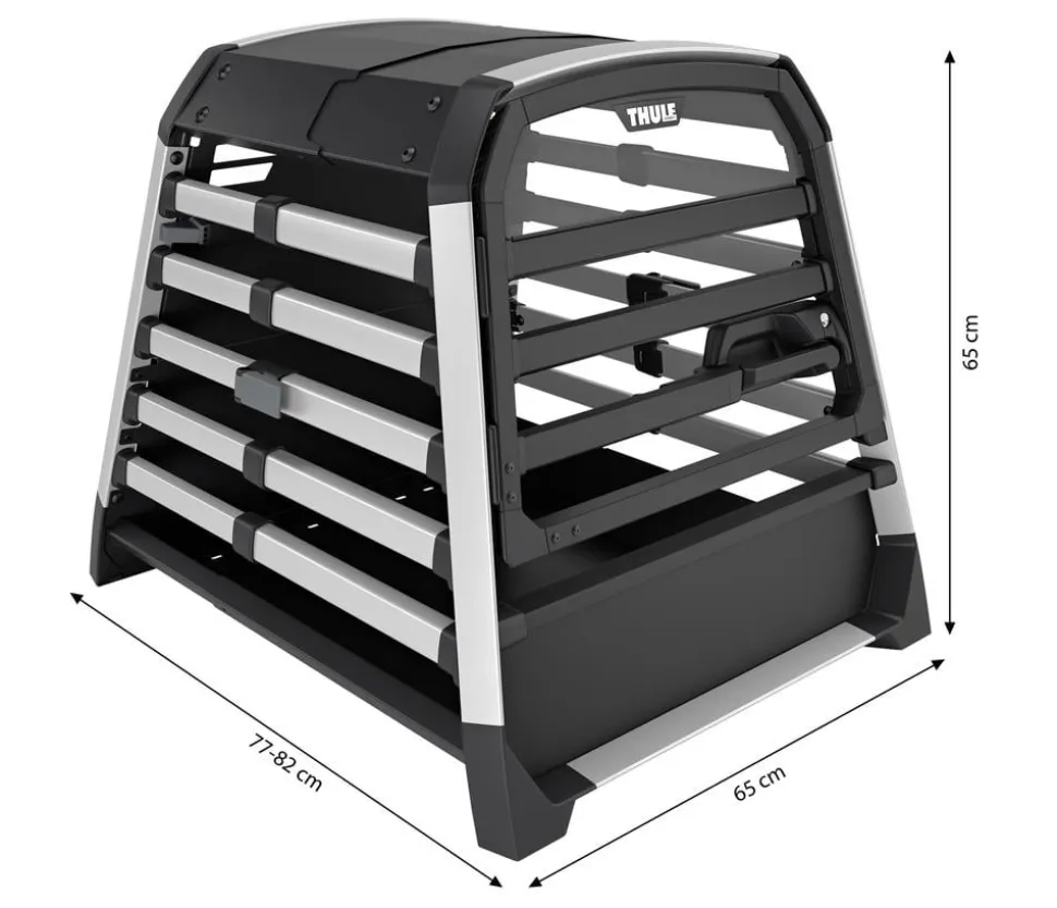 THULE® Allax threshold compatible M Compact Hundetransportbox für Fahrzeuge mit Ladekante, ca. B65/H65/T77-82 cm