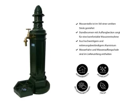 Tomco Aluminium-Gartenbrunnen Antik, ohne Wasserhahn, ca. H99 cm