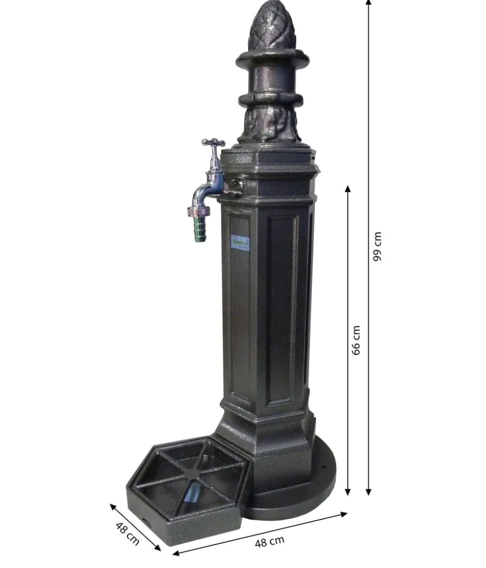 Tomco Aluminium-Gartenbrunnen Antik, ohne Wasserhahn, ca. H99 cm