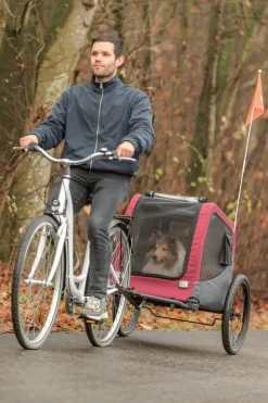 Trixie Fahrradanhänger für den Hund, dunkelrot/schwarz