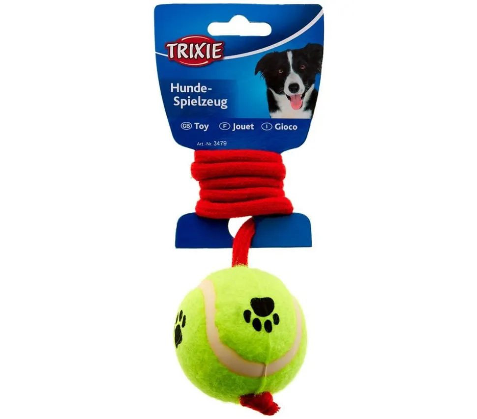 Trixie Hundespielzeug Tennisball am Seil, 50 cm