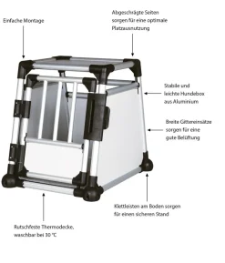 Trixie Hundetransportbox Aluminium, hellgrau/silber
