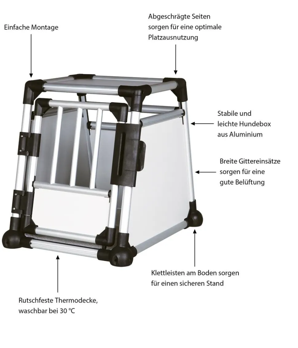 Trixie Hundetransportbox Aluminium, hellgrau/silber